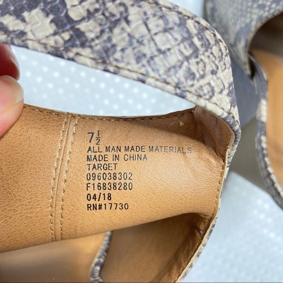 NWT UNIVERSAL THREAD - mary-Ann snake print cone heel open toe heels 7.5 - Picture 6 of 9